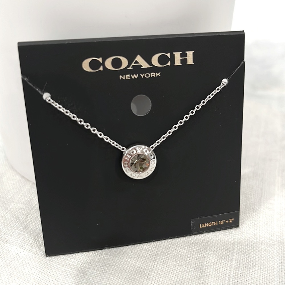 Coach Silver Open Circle Stone Necklace